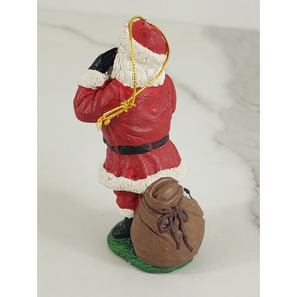 Santa Clause Gift Bag Ornament Figurine 3 1/4" Christmas 80's Holiday Vinatge - Picture 5 of 12